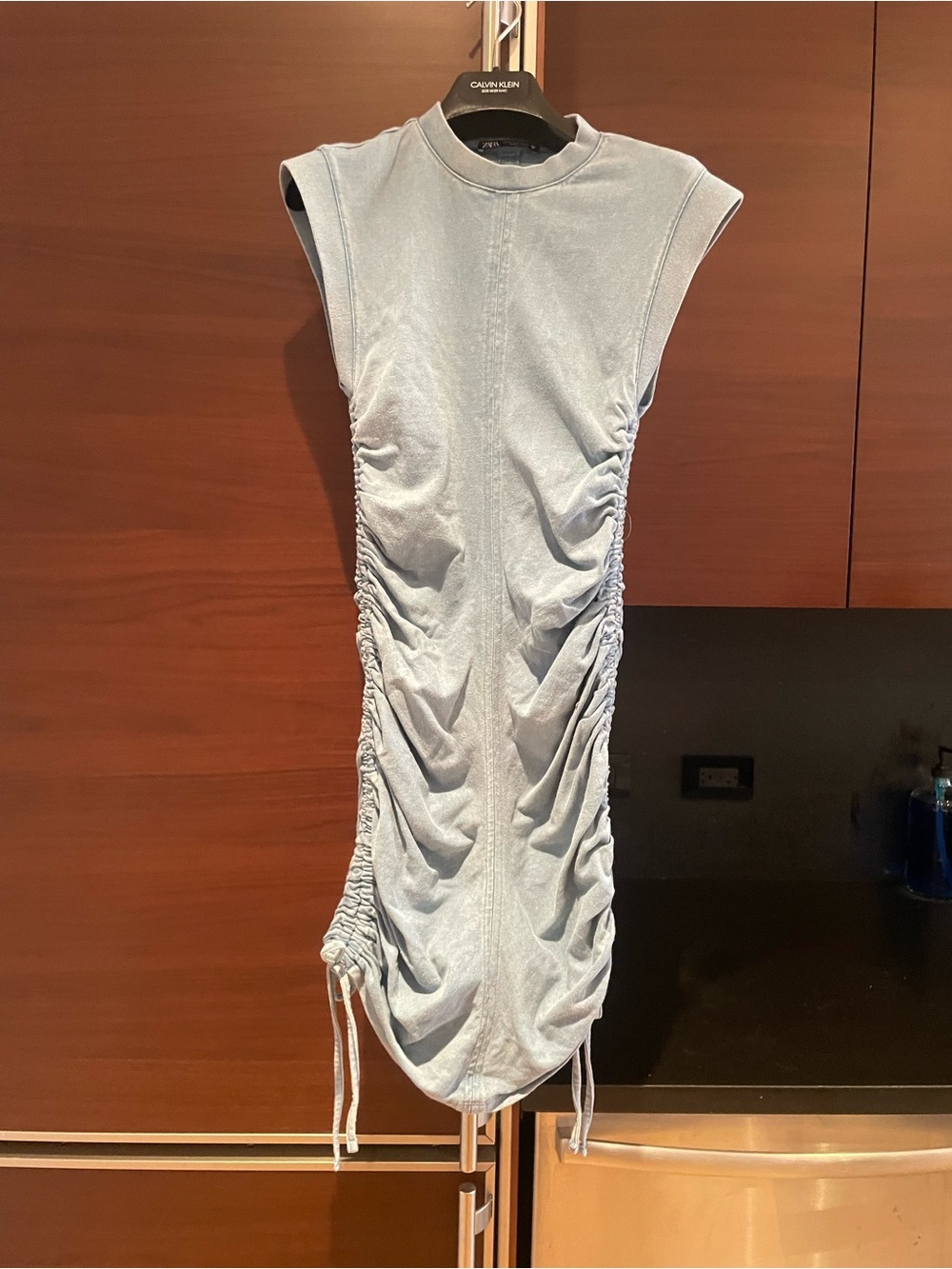 Zara- Ruched Cotton Mini Dress